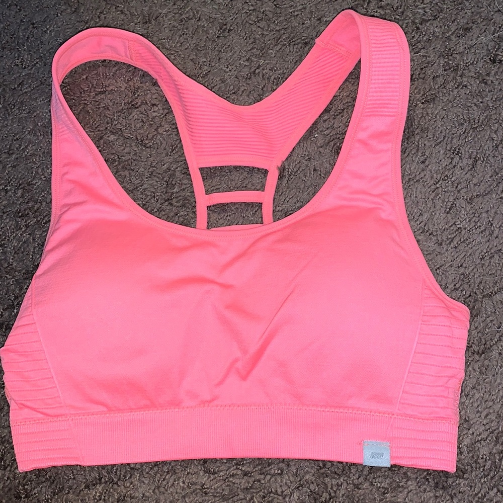 neon pink sports bra